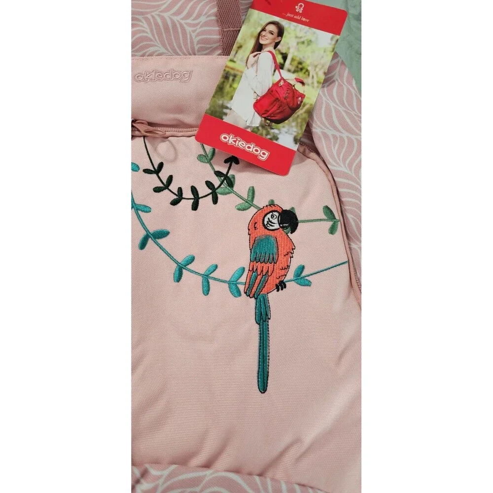 Okiedog Pink Diaper Bag with Embroidered Parrot NWT - Picture 5 of 8